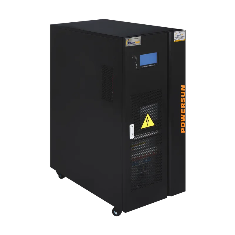 Vista lateral de una UPS trifásica PowerSun con diseño modular